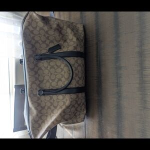Coach Signature Canvas Brown and Black Duffel Bag